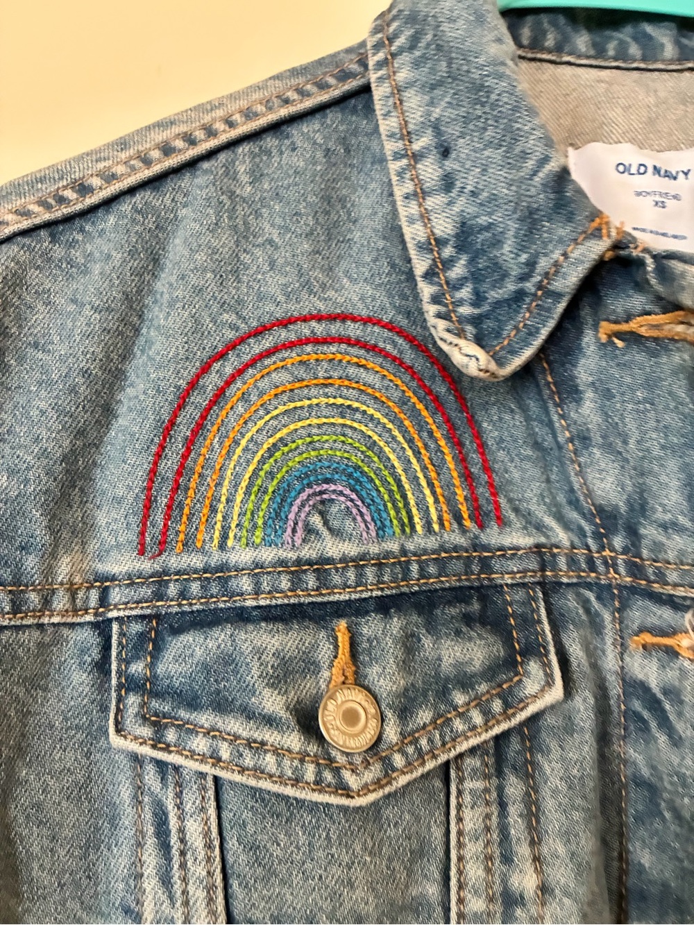 Women’s XS rainbow denim jacket!